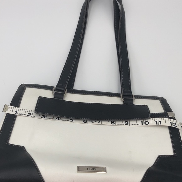 Chaps Black and White Color Block Bag Purse - Picture 6 of 10